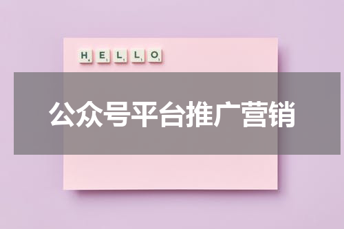 公众号平台推广营销
